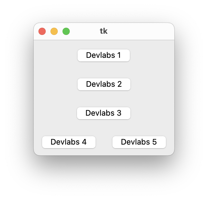 Pack Layout with Python, use the side parameter